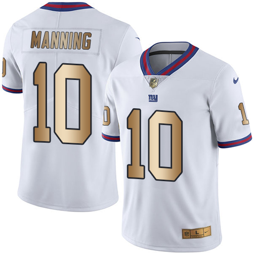 Men's New York Giants ACTIVE PLAYER Custom White Gold Color Rush Limited Stitched Jersey